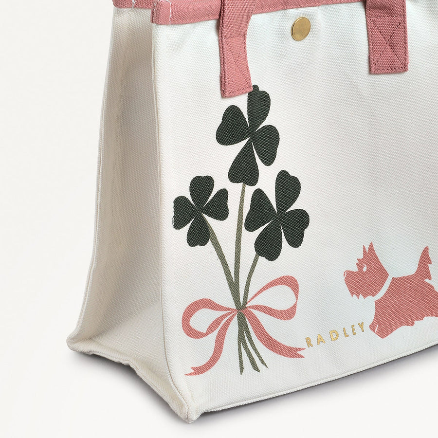 Lucky Charm Fabric Small Open Top Satchel in Natural - 110628