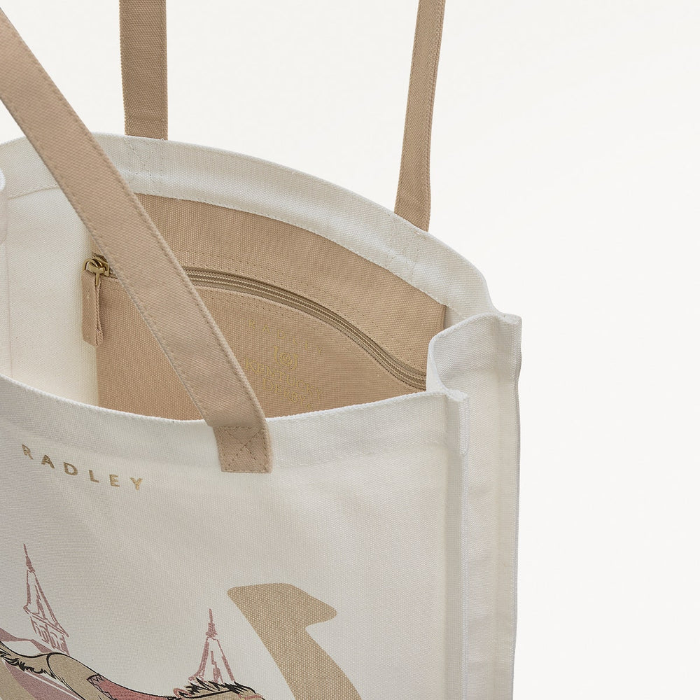 Kentucky Derby SS25 Fabric Medium Open Top Tote in Chalk - 110631