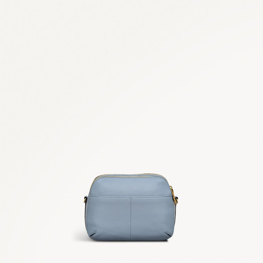 Dukes Place Leather Medium Ziptop Crossbody Bag in Smoke Blue - 110637