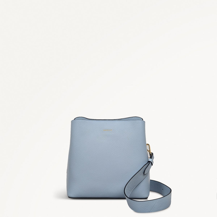 Dukes Place Leather Medium Compartment Crossbody Bag in Smoke Blue - 110638