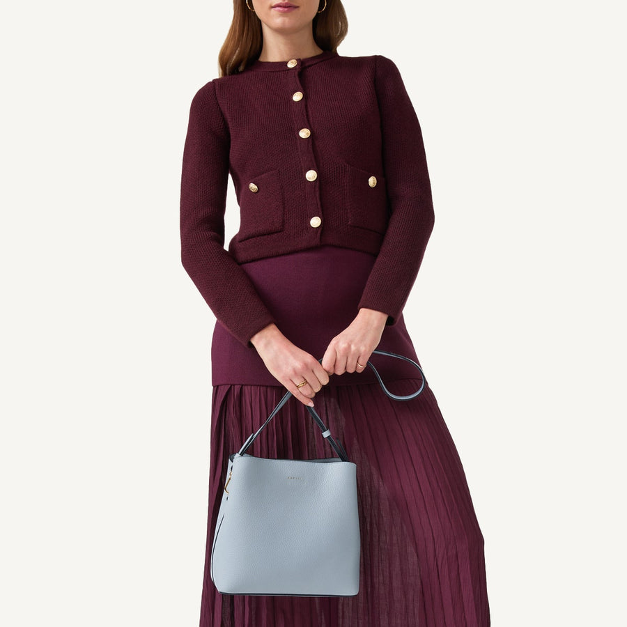 Dukes Place Leather Medium Compartment Crossbody Bag in Smoke Blue - 110638