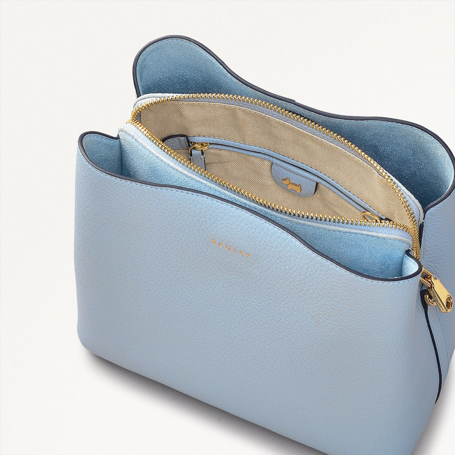 Dukes Place Leather Medium Compartment Crossbody Bag in Smoke Blue - 110638