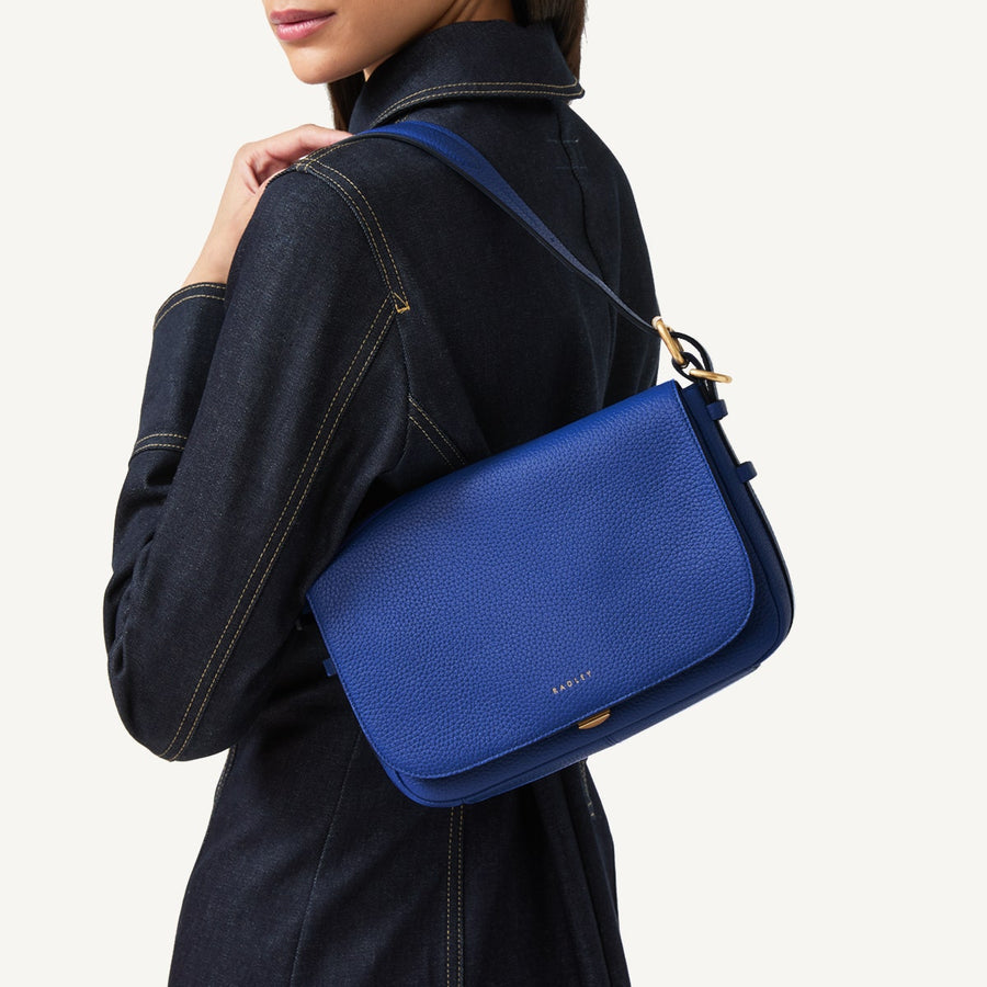 Grafton Street Leather Small Flapover Crossbody Bag in Yves Blue - 110641