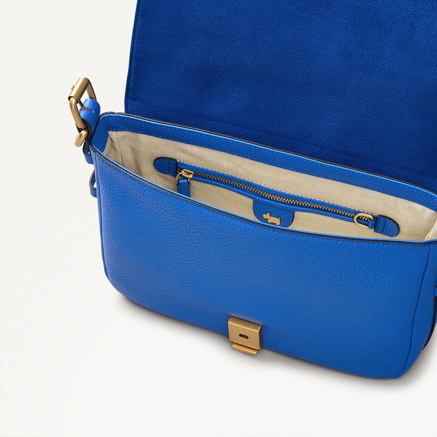 Grafton Street Leather Small Flapover Crossbody Bag in Yves Blue - 110641