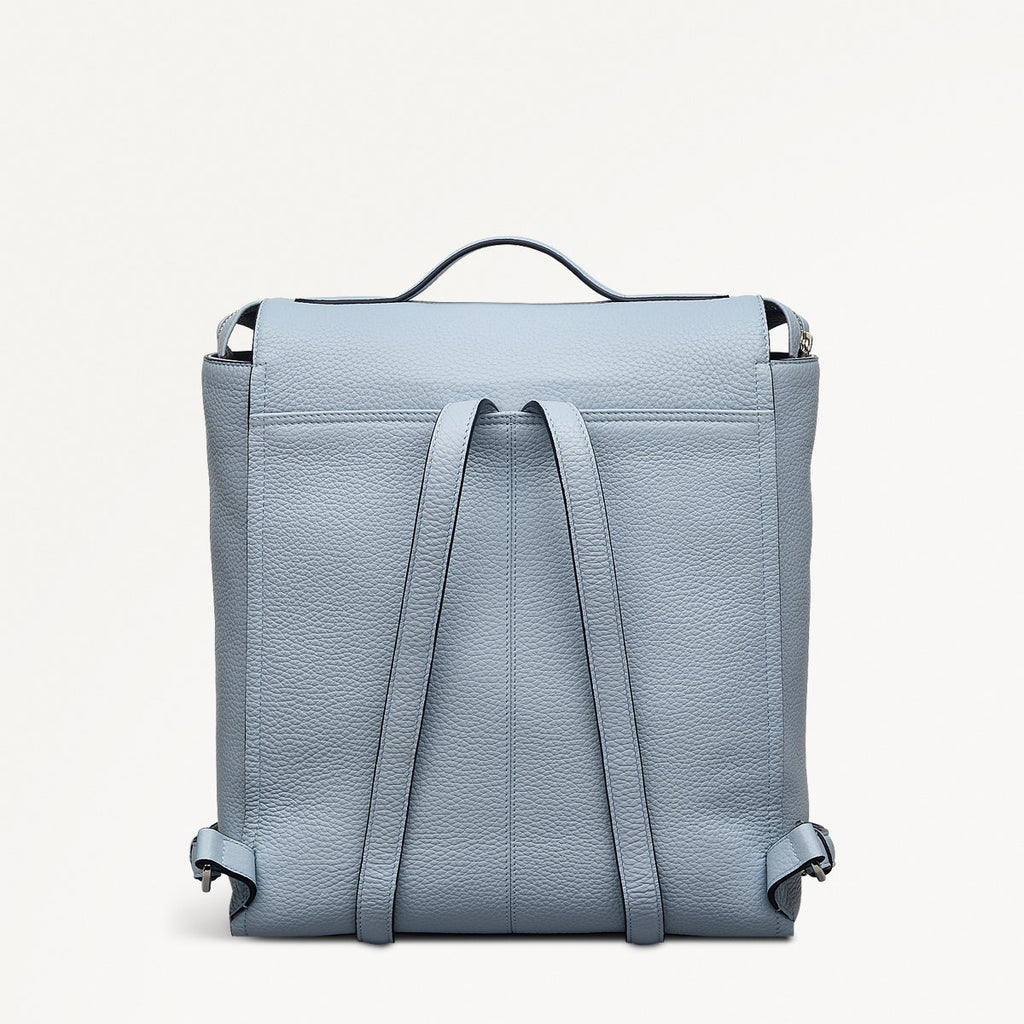 Oak Street Leather Medium Ziptop Backpack in Smoke Blue - 110642