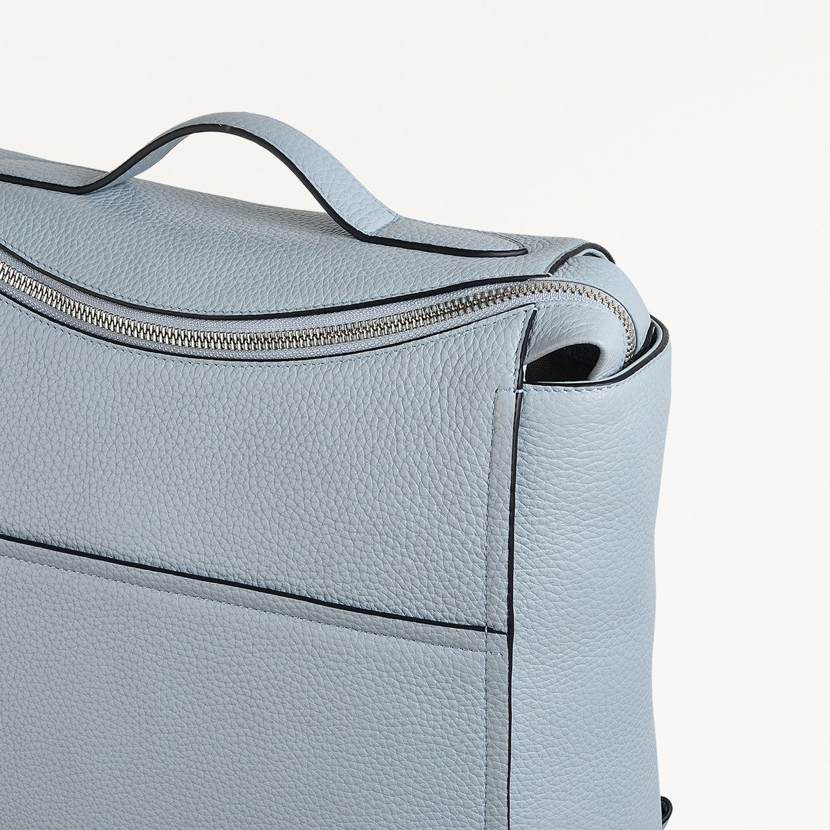 Oak Street Leather Medium Ziptop Backpack in Smoke Blue - 110642