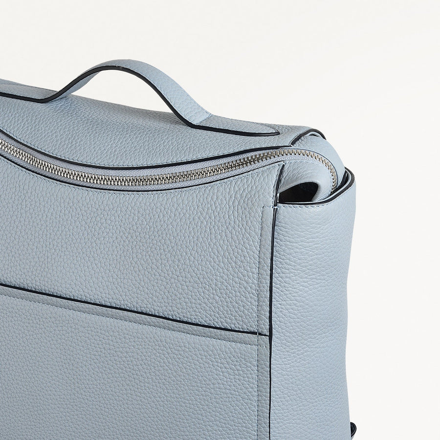 Oak Street Leather Medium Ziptop Backpack in Smoke Blue - 110642