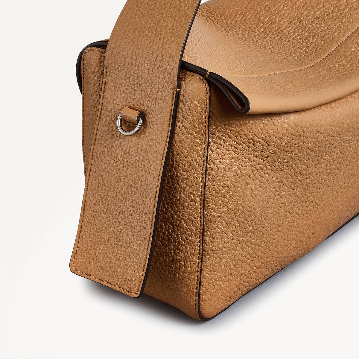 De Beauvoir Leather Medium Ziptop Satchel Bag in Dark Butter - 110645