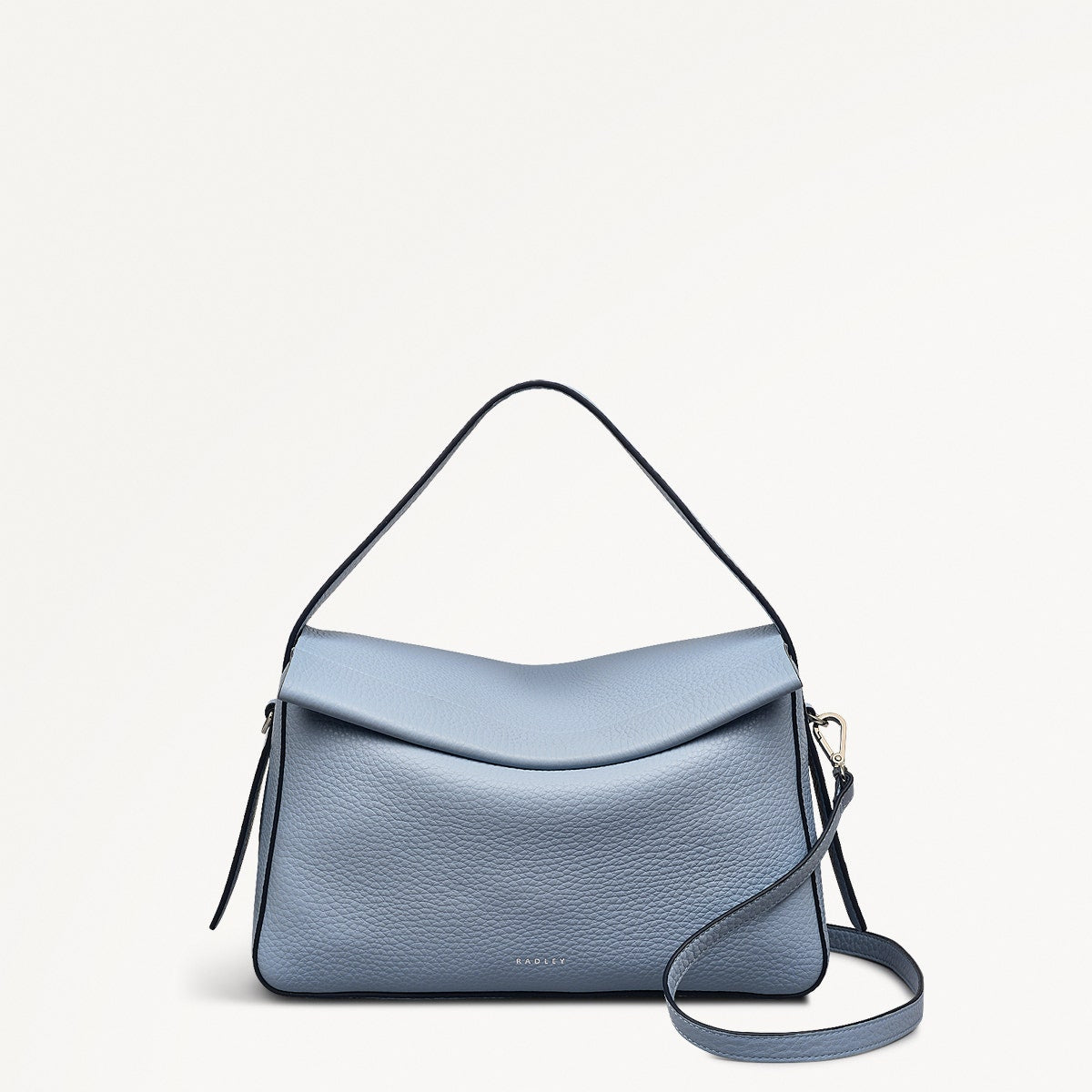 De Beauvoir Leather Medium Ziptop Grab Bag in Smoke Blue - 110646