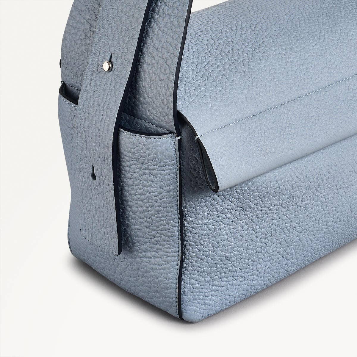 De Beauvoir Leather Medium Ziptop Shoulder Bag in Smoke Blue - 110647