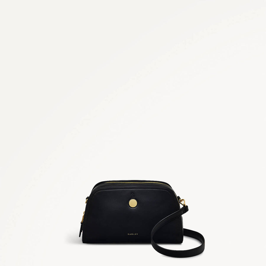 Bathurst Mews Leather Small Ziptop Crossbody Bag in Black - 110648