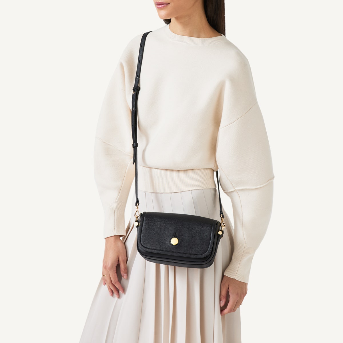 Flapover Leather Black Crossbody Bag | Bathurst Mews SS25 | Radley