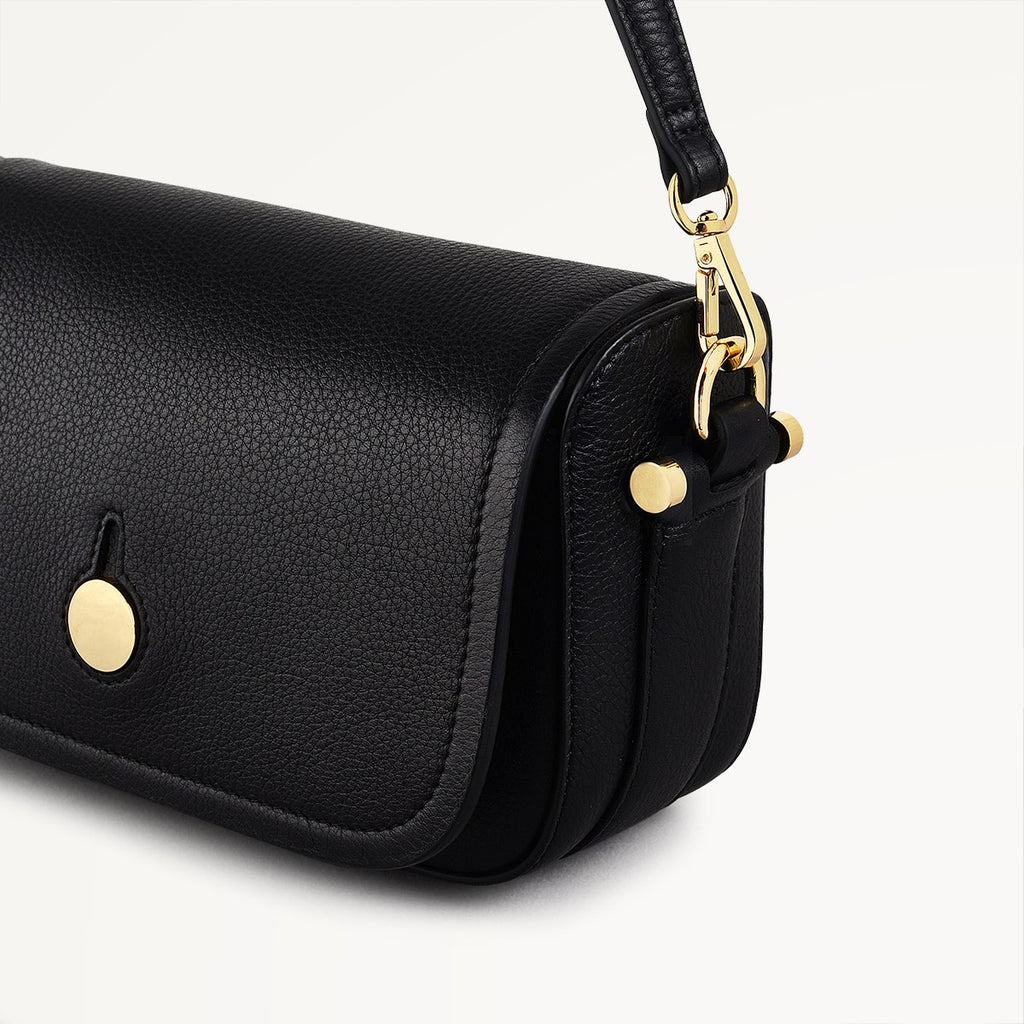Bathurst Mews Leather Small Flapover Crossbody Bag in Black - 110651