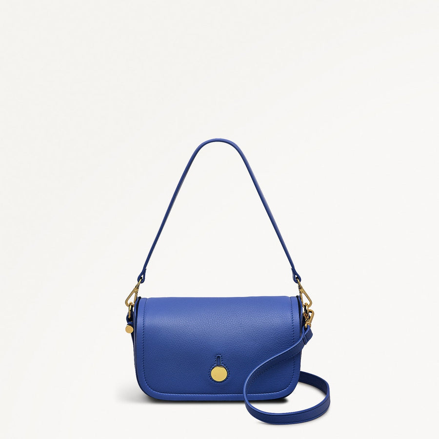 Bathurst Mews Leather Small Flapover Crossbody Bag in Yves Blue - 110653