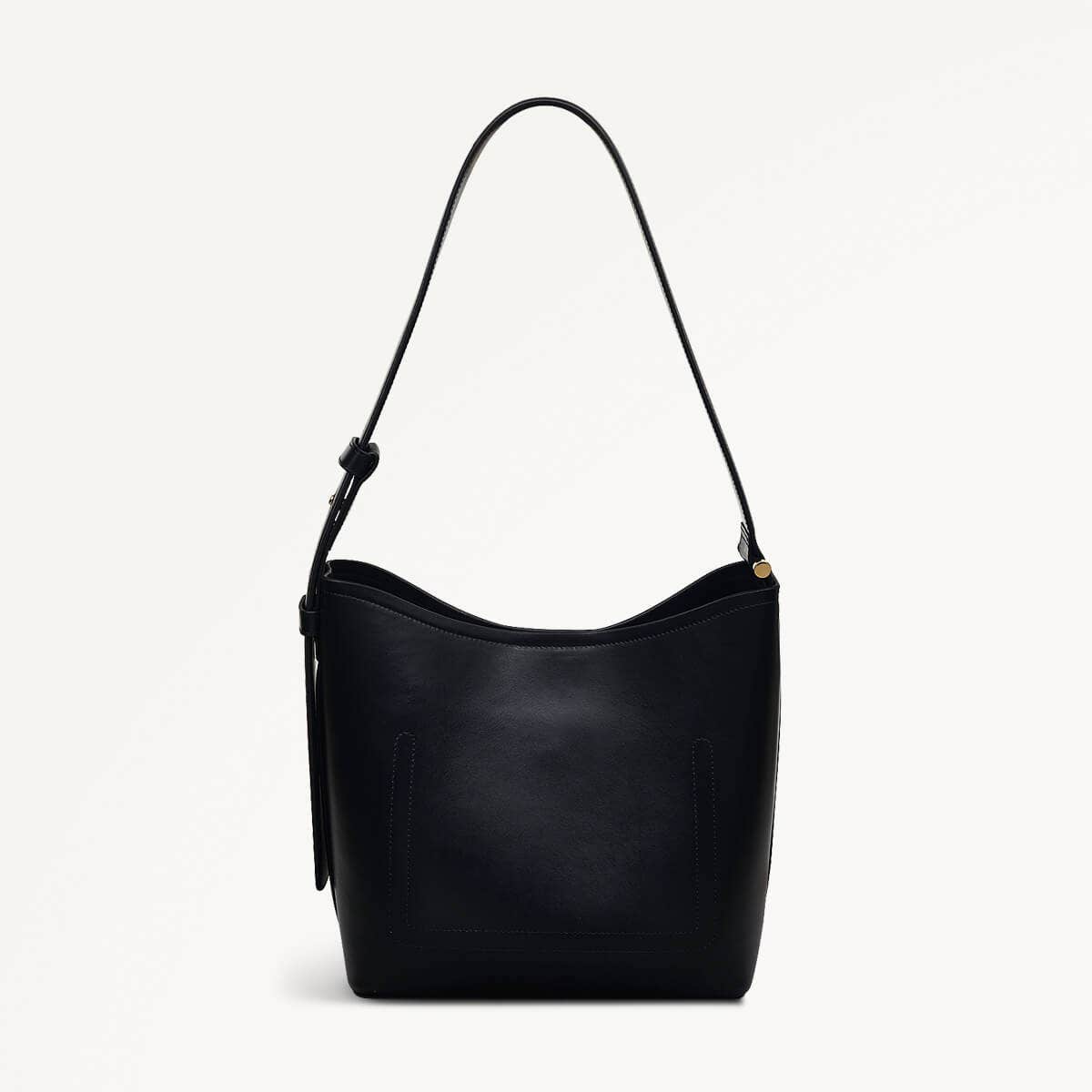 Bathurst Mews Leather Medium Ziptop Shoulder Bag in Black - 110654