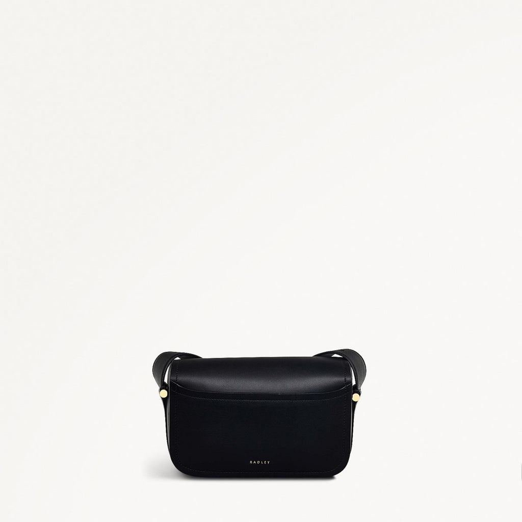 Bathurst Mews Leather Medium Flapover Crossbody Bag in Black - 110656