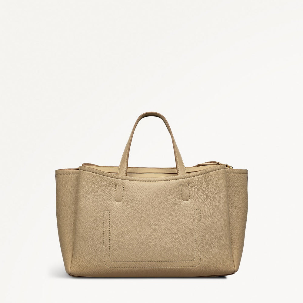 Bathurst Mews Leather Medium Ziptop Satchel Bag in Stone - 110659