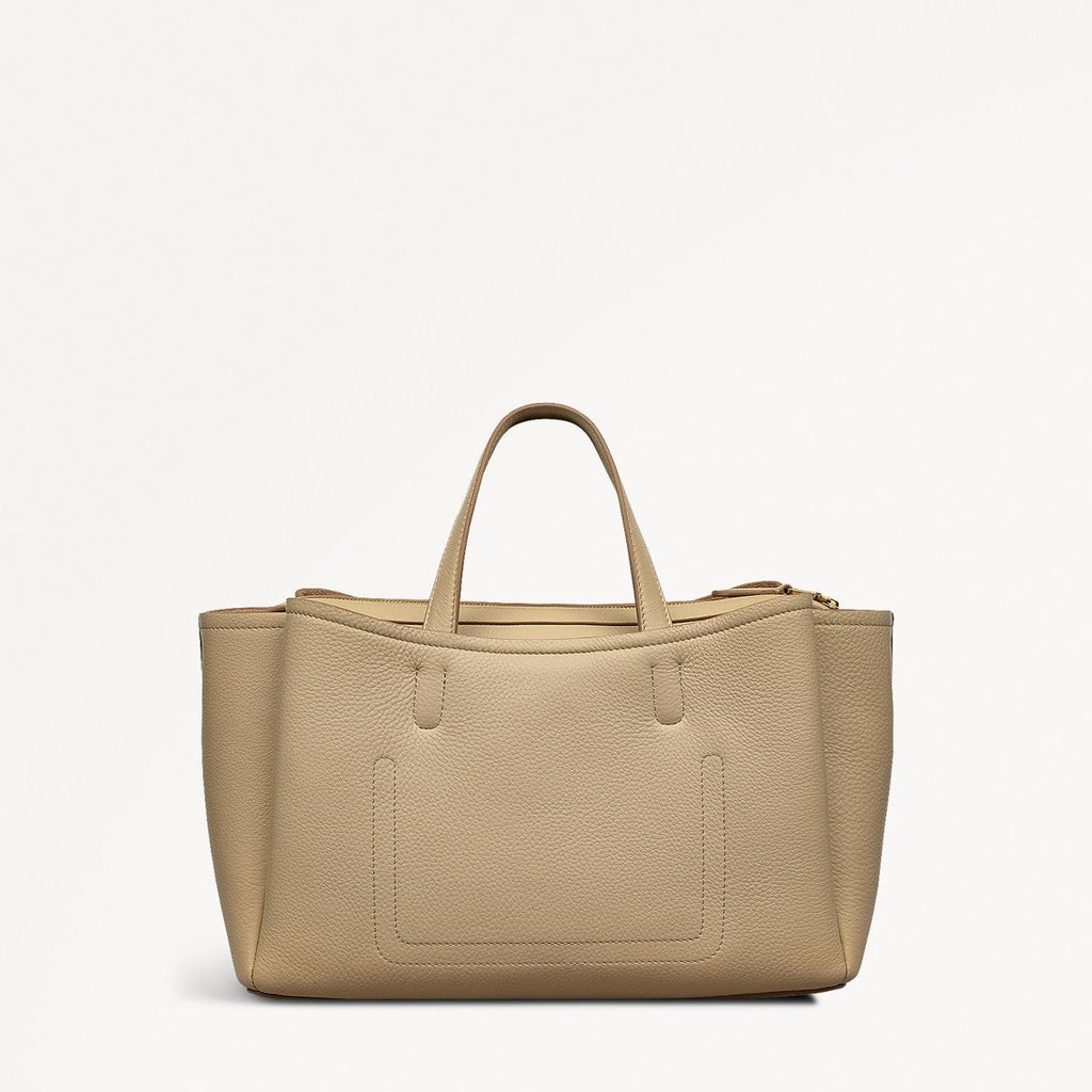 Bathurst Mews Leather Medium Ziptop Grab Bag in Stone - 110659
