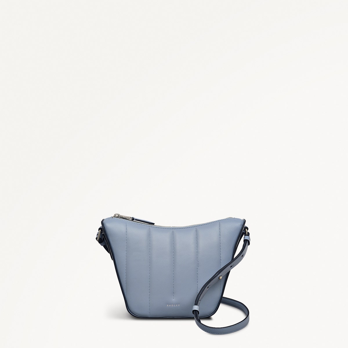 Oak Street Leather Small Ziptop Crossbody Bag in Smoke Blue - 110660