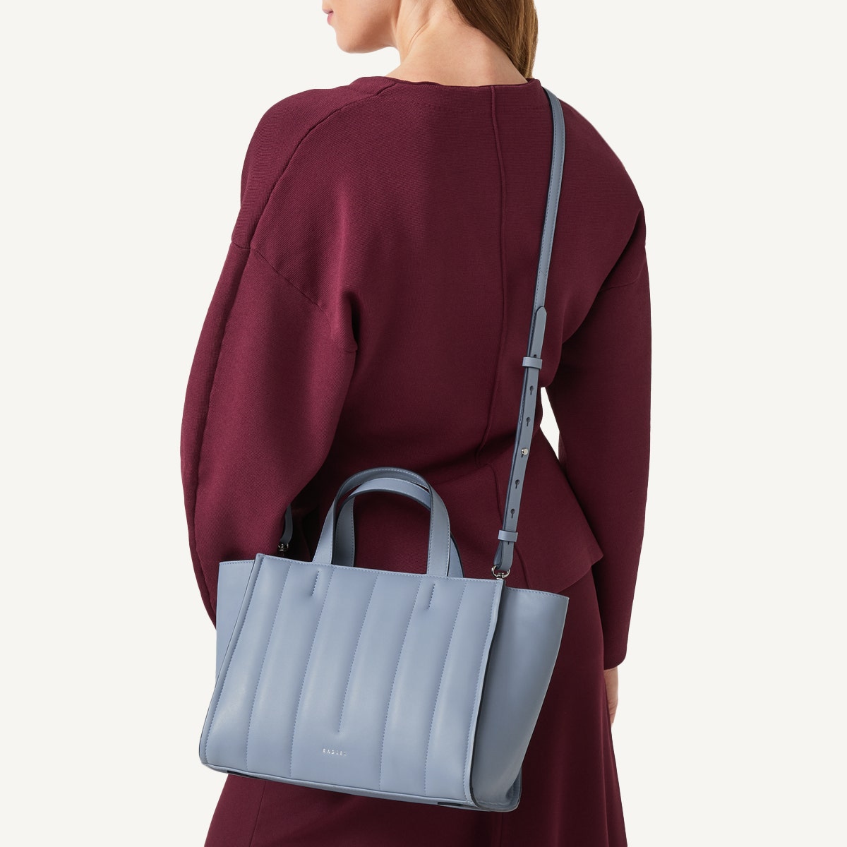 Oak Street Leather Medium Ziptop Grab Bag in Smoke Blue - 110661