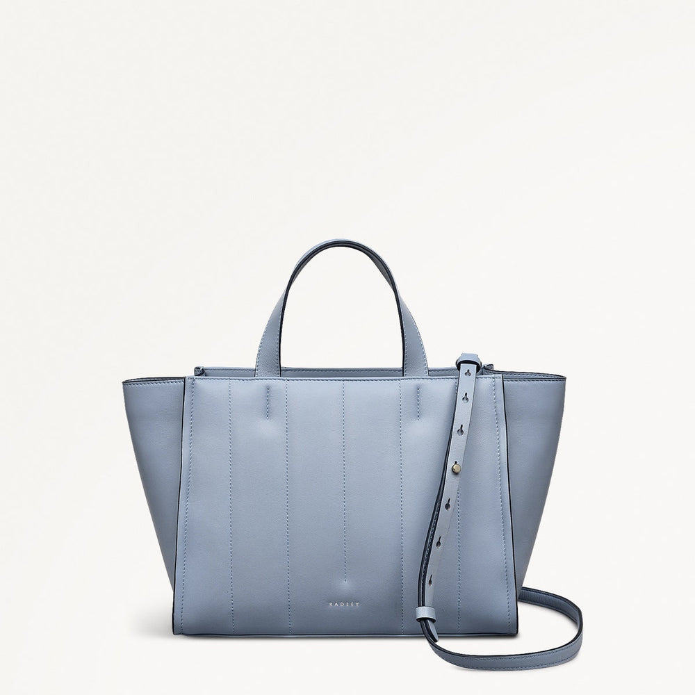 Oak Street Leather Medium Ziptop Grab Bag in Smoke Blue - 110661