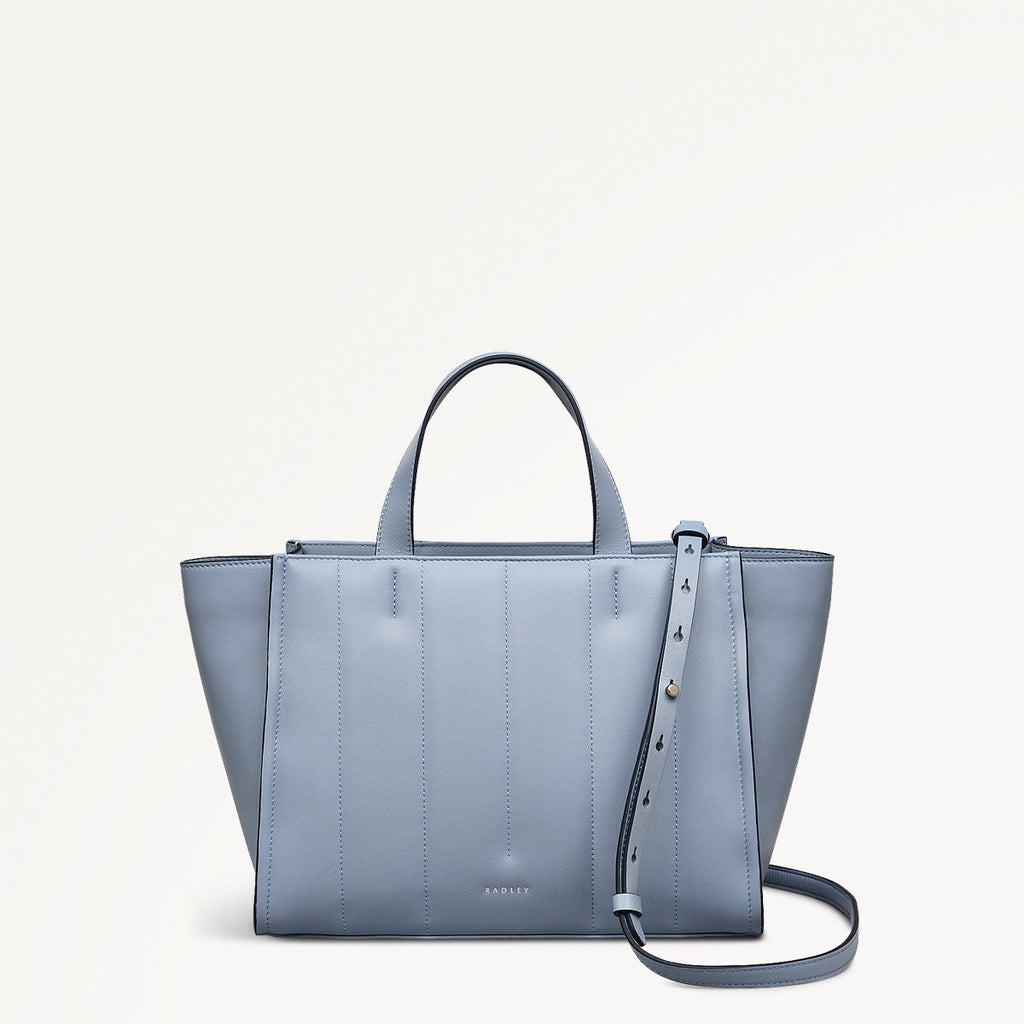Oak Street Leather Medium Ziptop Grab Bag in Smoke Blue - 110661