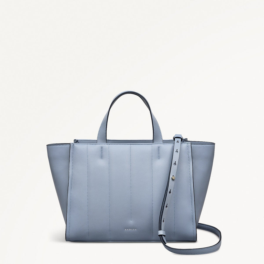Oak Street Leather Medium Ziptop Grab Bag in Smoke Blue - 110661