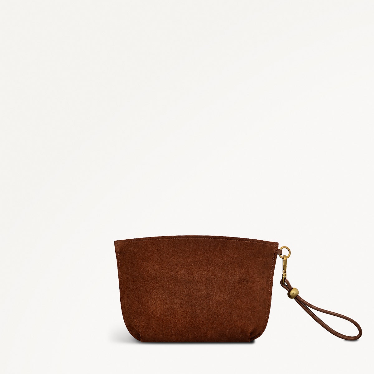 The Romilly Leather Medium Ziptop Clutch Bag in Saddle - 110668
