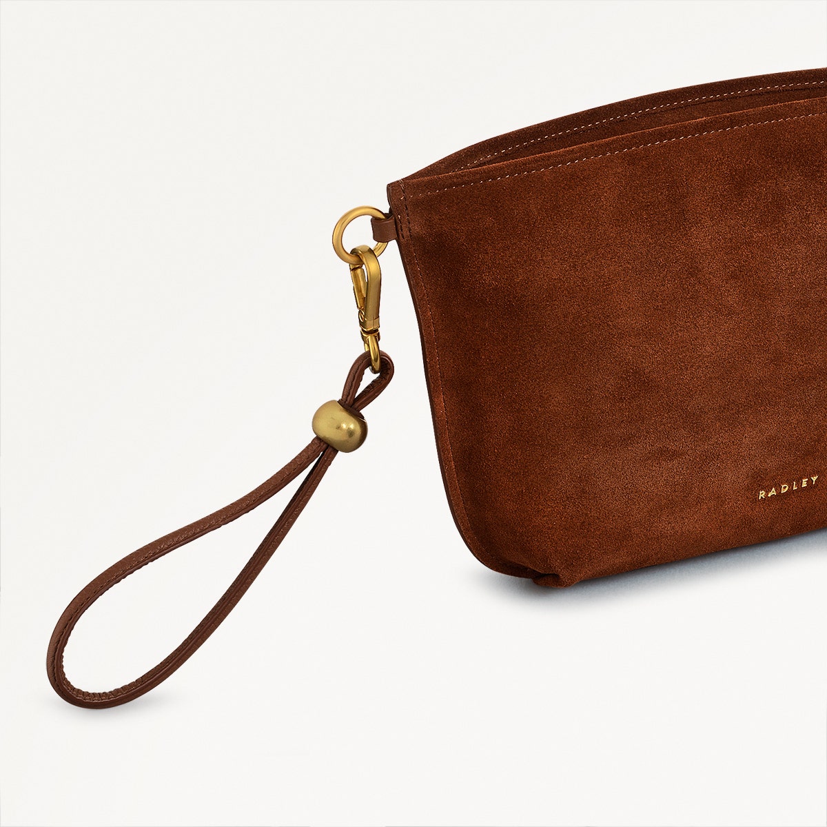The Romilly Leather Medium Ziptop Clutch Bag in Saddle - 110668