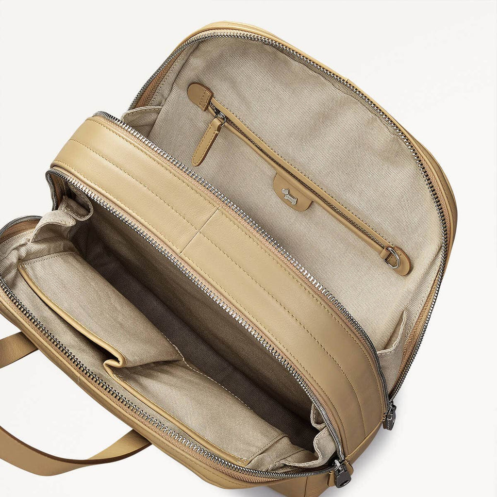 Dukes Place Leather Medium Zip Around Backpack in Stone - 110672