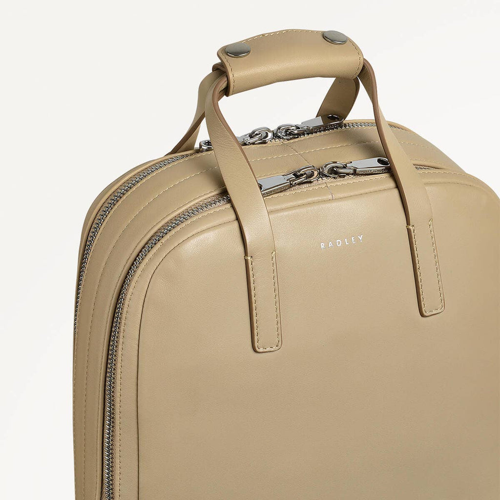 Dukes Place Leather Medium Zip Around Backpack in Stone - 110672