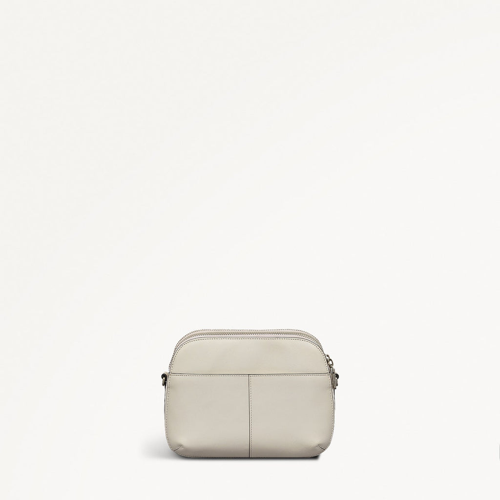 Dukes Place Leather Medium Ziptop Cross Body Bag in Chalk - 110673