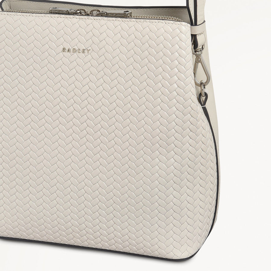 Dukes Place Leather Medium Compartment Cross Body Bag in Chalk - 110674