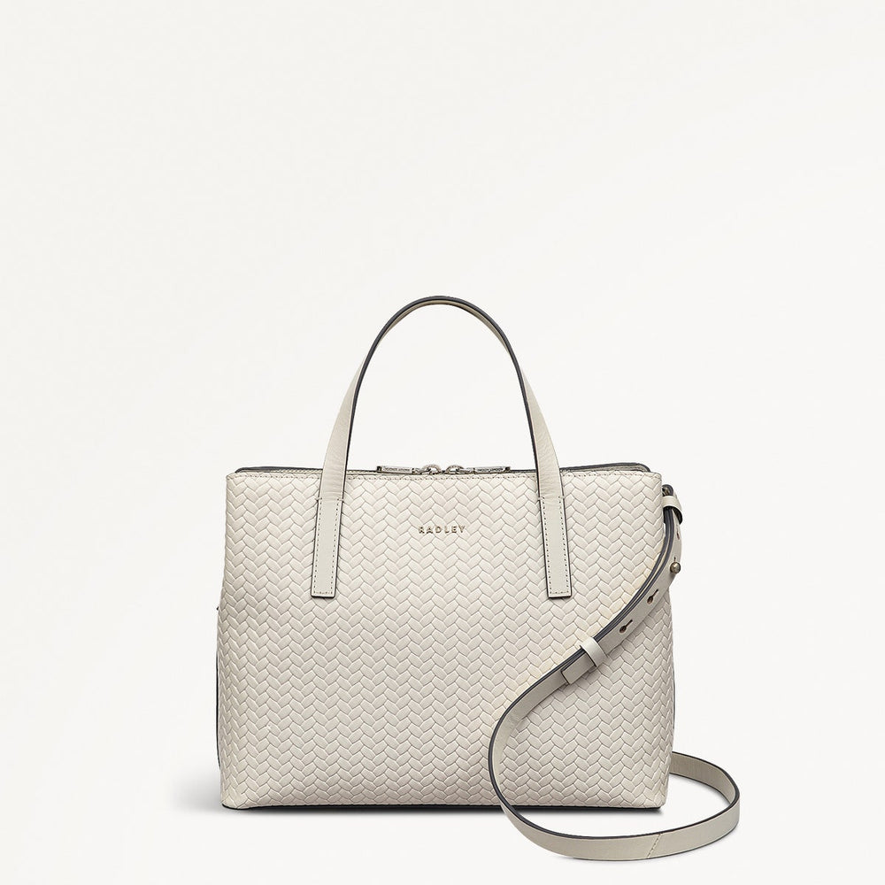 charlie leather backpack chalk Leather Ziptop Grab Bag Chalk | Dukes Place Weave SS25