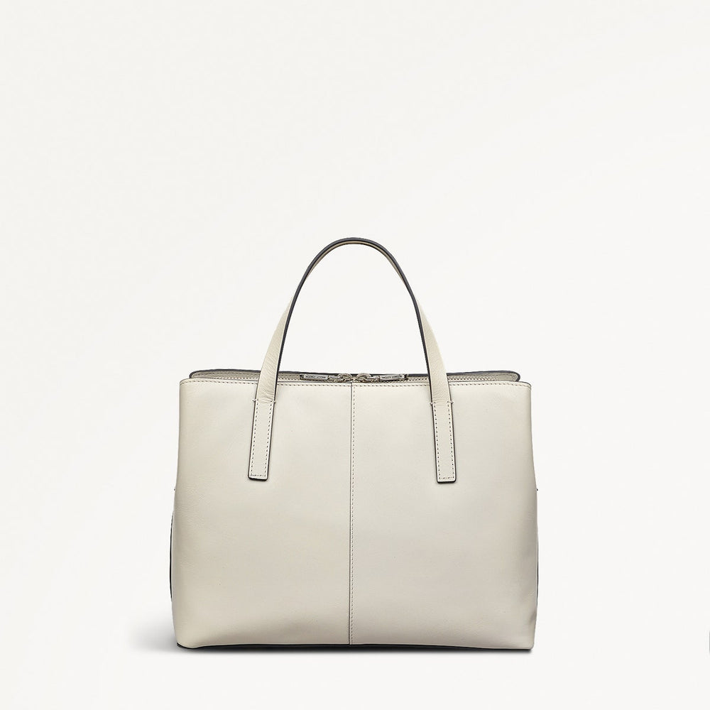 Dukes Place Leather Medium Ziptop Satchel Bag in Chalk - 110675