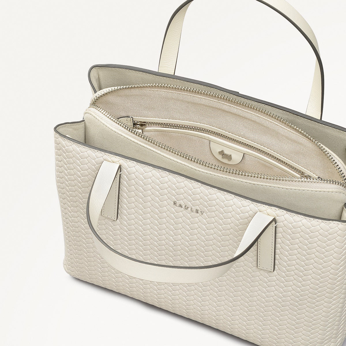 Dukes Place Leather Medium Ziptop Satchel Bag in Chalk - 110675