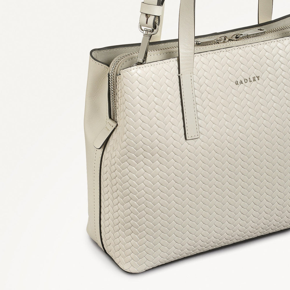 Dukes Place Leather Medium Ziptop Satchel Bag in Chalk - 110675