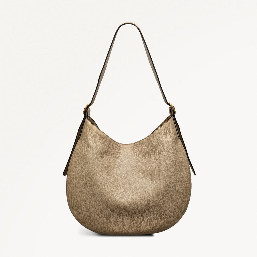 Kensington Place Leather Large Open Top Shoulder Bag in Stone - 110678
