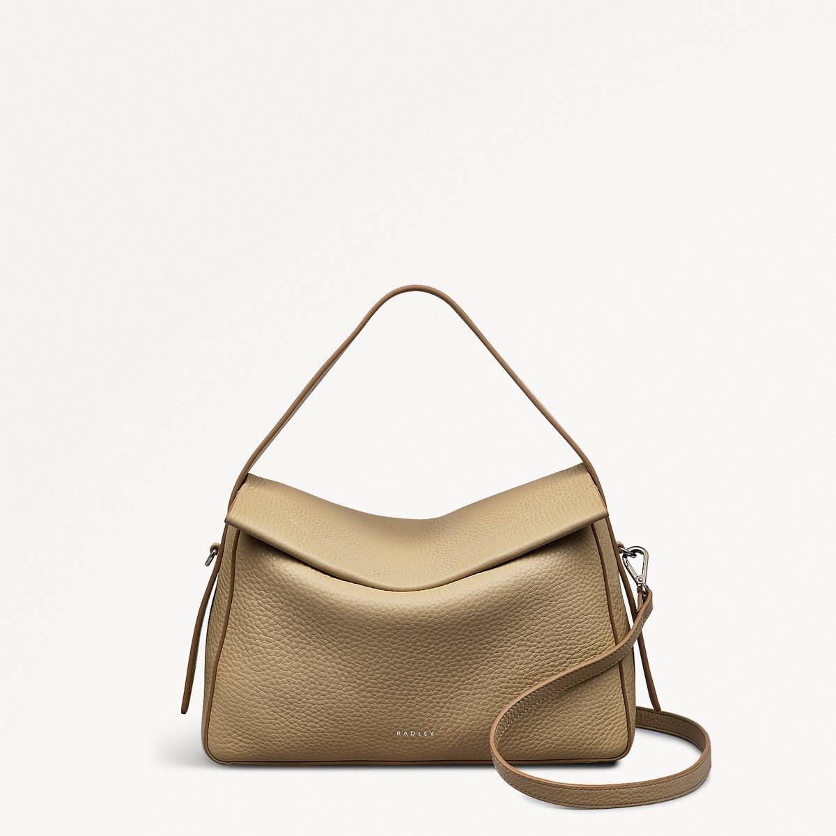De Beauvoir Leather Medium Ziptop Grab Bag in Stone - 110680