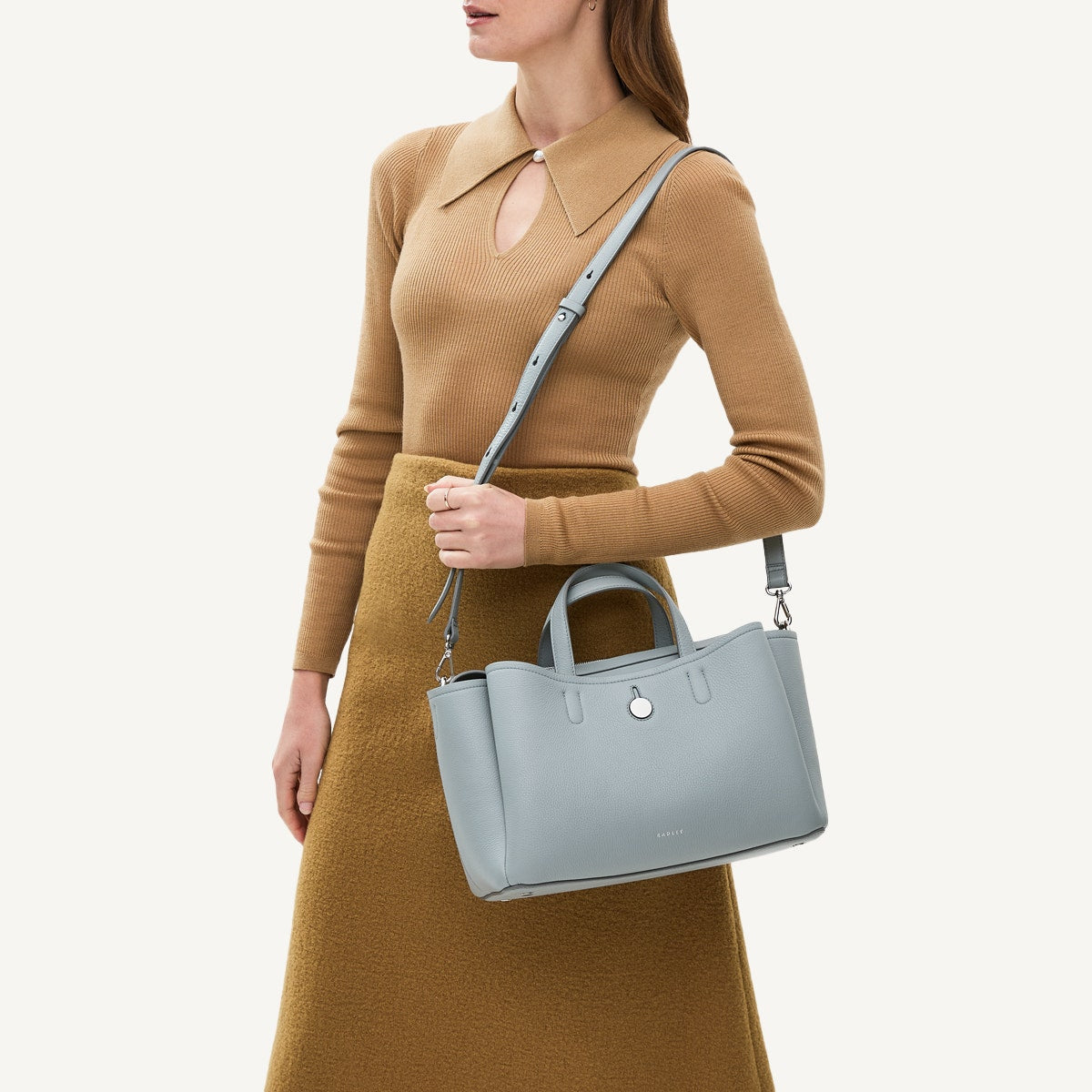 Artichoke Grey Handbag with Strap | Bathurst Mews Grab SS25 | Radley