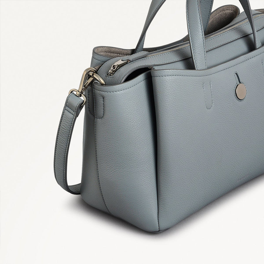 Bathurst Mews Leather Medium Ziptop Grab Bag in Artichoke - 110683