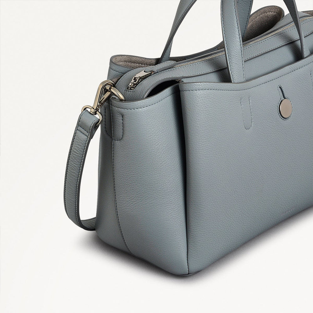 Bathurst Mews Leather Medium Ziptop Grab Bag in Artichoke - 110683
