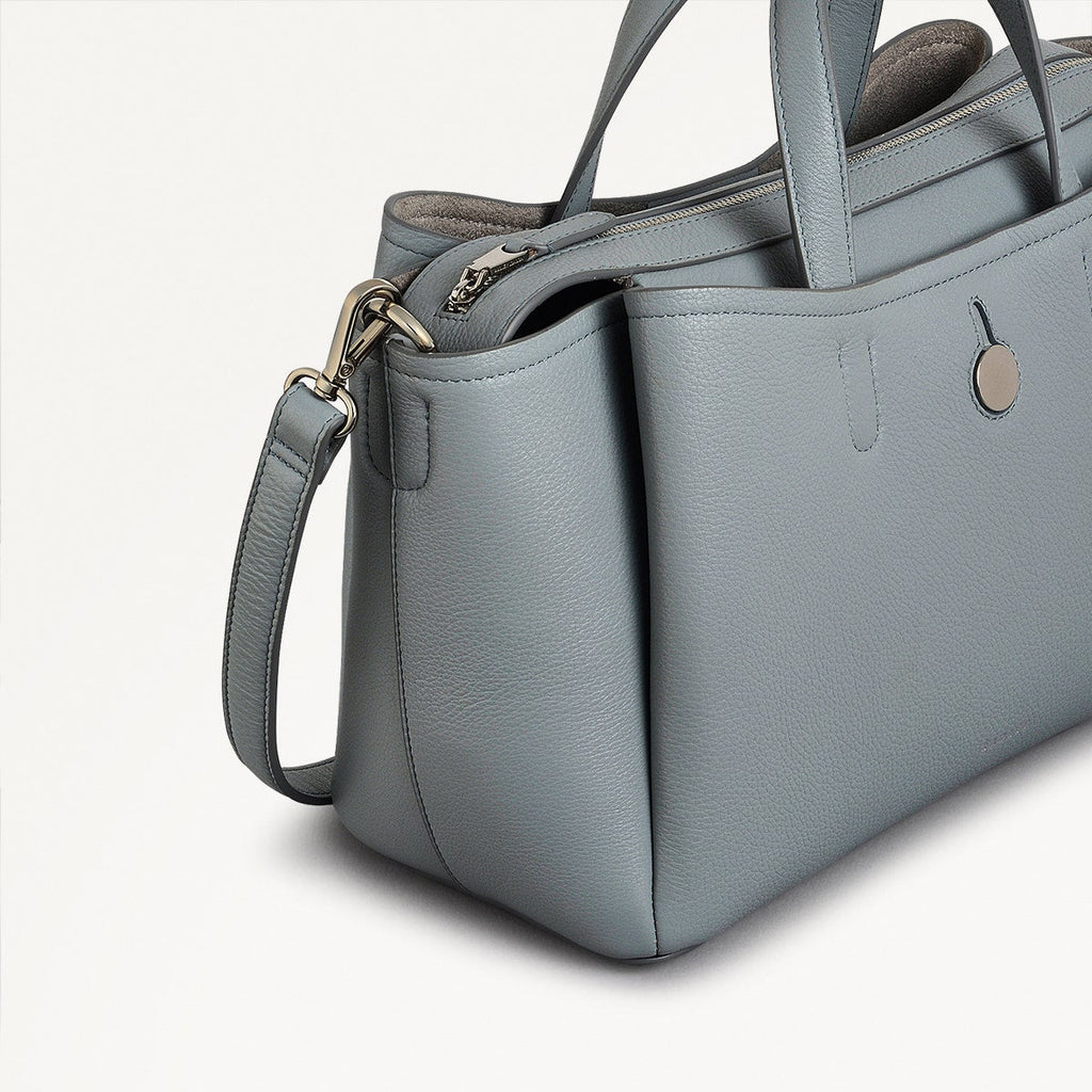 Bathurst Mews Leather Medium Ziptop Grab Bag in Artichoke - 110683