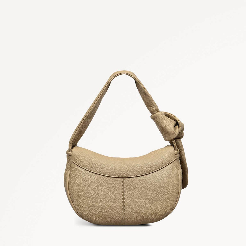 The Grove Leather Small Flapover Satchel Bag in Stone - 110684