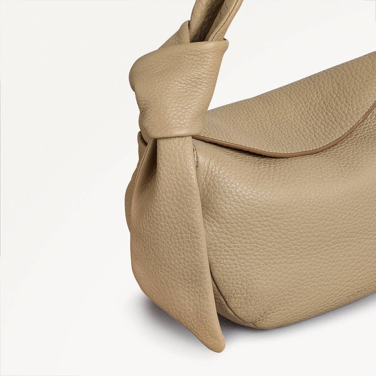 The Grove Leather Small Flapover Satchel Bag in Stone - 110684