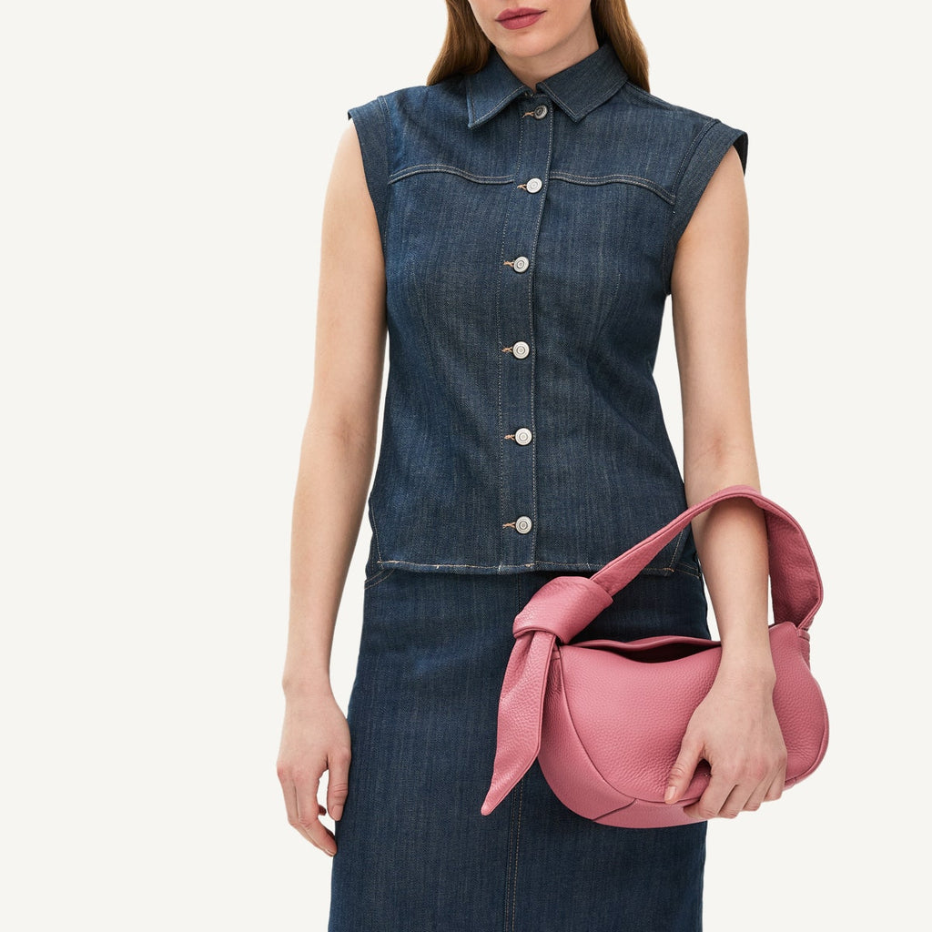 The Grove Leather Small Flapover Grab Bag in Sienna Pink - 110685