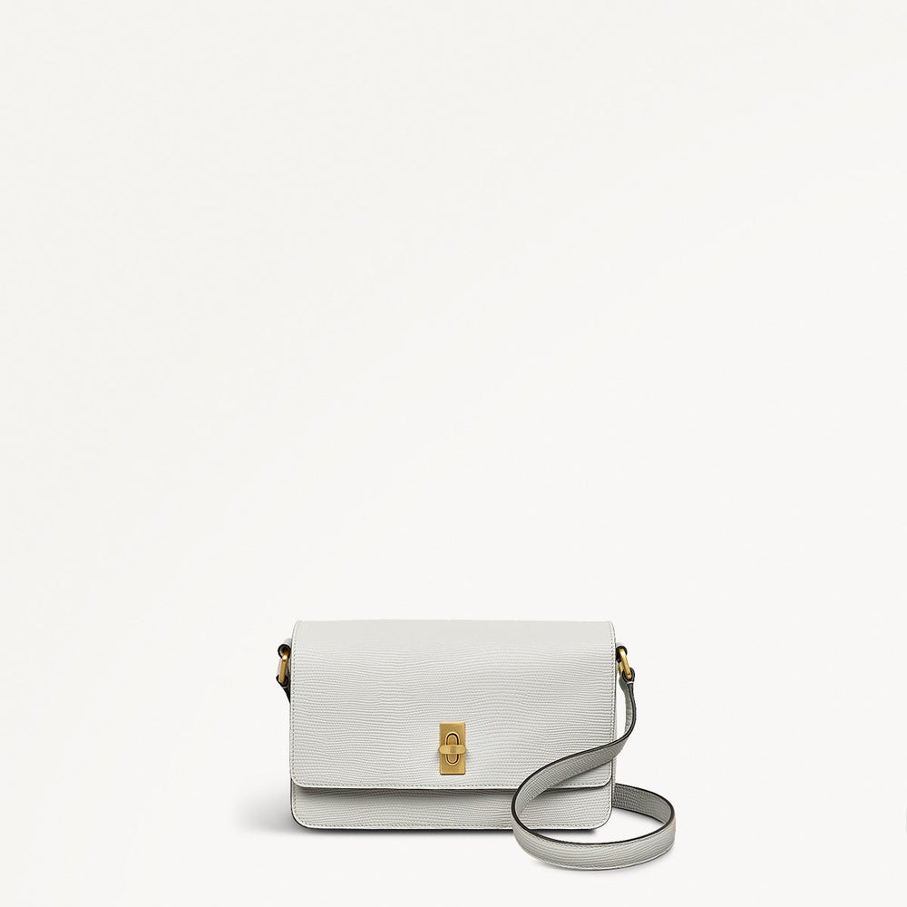 Threadneedle Street Leather Small Flapover Crossbody Bag in Mist - 110686