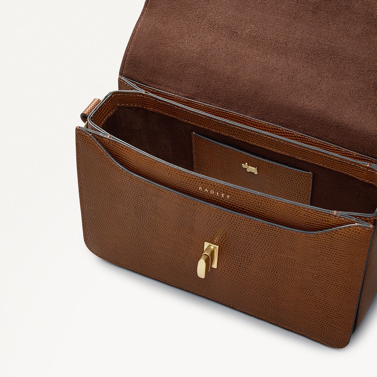 Small Saddle Brown Crossbody | Threadneedle Street Faux Lizard