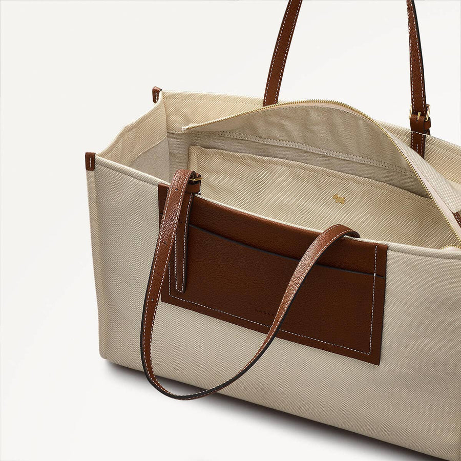 The Burlington Fabric Large Ziptop Tote Bag in Natural - 110690