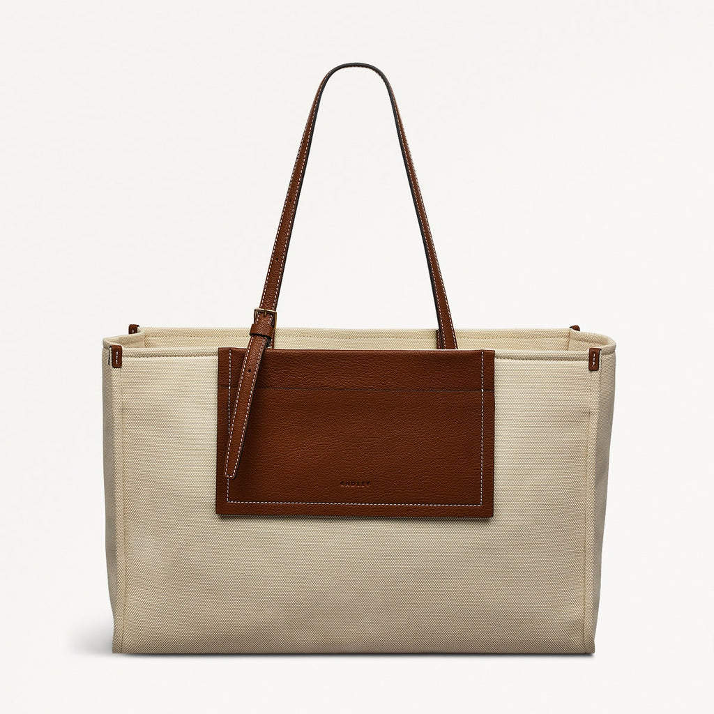 The Burlington Fabric Large Ziptop Tote Bag in Natural - 110690